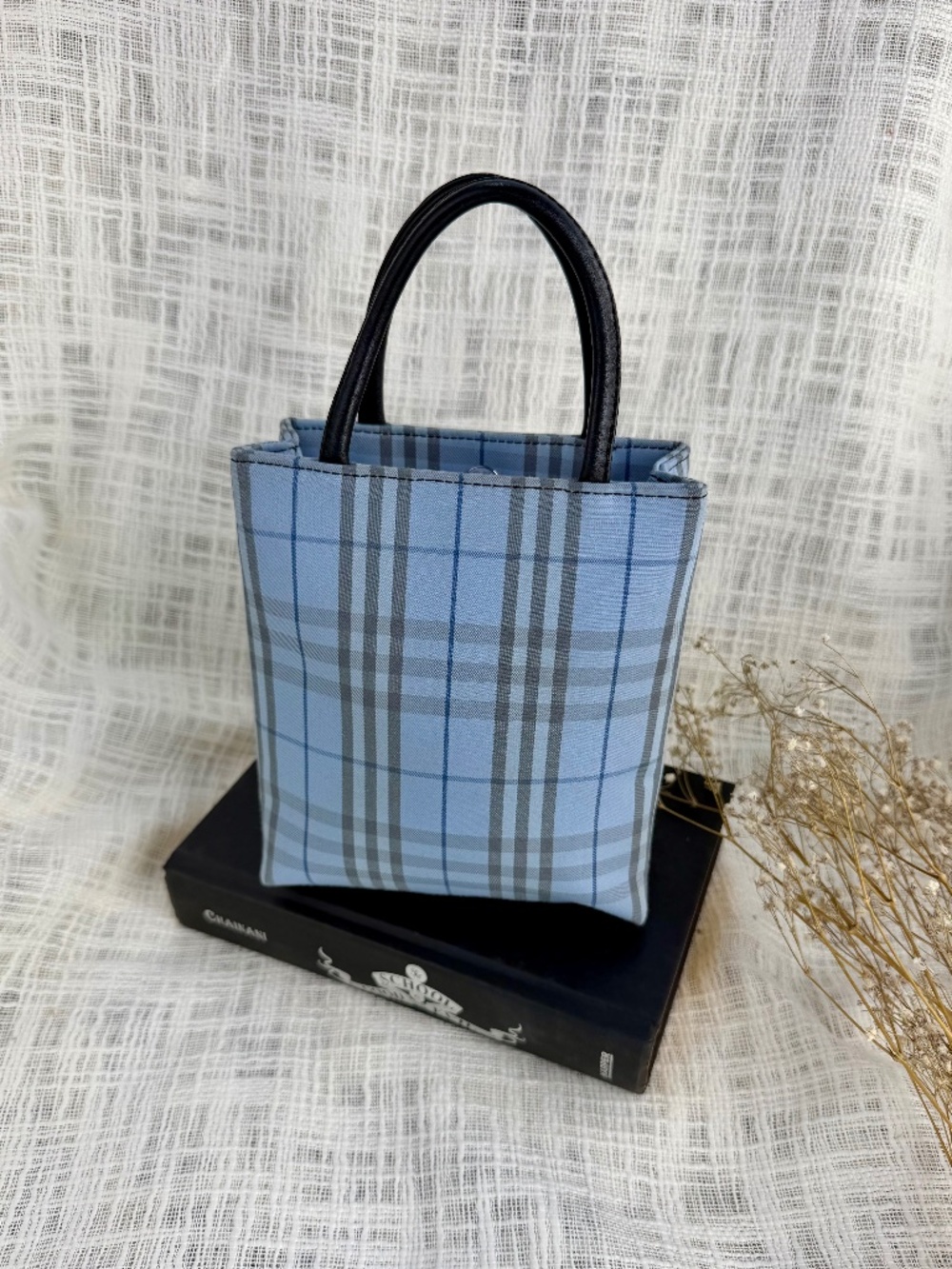 Authentic Burberry light blue Nova Check Tote